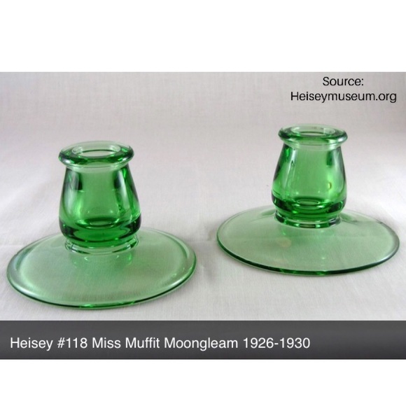 Antique Heisey ‘MOONGLEAM’ Glass Taper Candlestick Holder - Picture 14 of 14